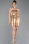 Gold Halter Neck Mini Sequin Party Dress ABK2201