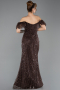 Long Brown Beaded Evening Dress ABU5547