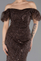 Long Brown Beaded Evening Dress ABU5547