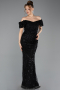Long Black Beaded Evening Dress ABU5547