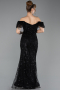 Long Black Beaded Evening Dress ABU5547