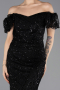 Long Black Beaded Evening Dress ABU5547