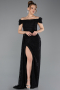 Long Black Laced Evening Dress ABU5553