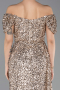 Light Gold Boat Neck Slit Long Sequin Evening Gown ABU4843