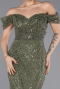 Long Olive Drab Beaded Evening Dress ABU5557