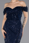 Long Navy Blue Beaded Evening Dress ABU5557