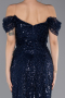 Long Navy Blue Beaded Evening Dress ABU5557