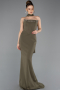 Long Olive Drab Mermaid Evening Gown ABU5566