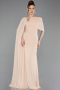 Long Beige Chiffon Evening Dress ABU5418