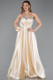 Long Beige Satin Evening Dress ABU5929