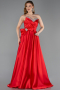 Red Long Satin Evening Dress ABU5541