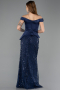 Long Navy Blue Beaded Evening Dress ABU5616
