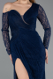 Long Navy Blue Dantelle Evening Dress ABU5618