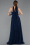 Long Navy Blue Chiffon Evening Dress ABU5619