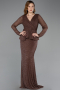 Long Brown Beaded Evening Dress ABU5648