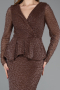 Long Brown Beaded Evening Dress ABU5648
