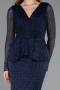 Long Navy Blue Beaded Evening Dress ABU5648