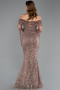 Long Copper Scaly Mermaid Evening Gown ABU5623