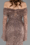 Long Copper Scaly Mermaid Evening Gown ABU5623