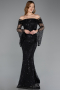 Long Black Scaly Mermaid Evening Gown ABU5623