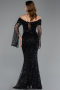 Long Black Scaly Mermaid Evening Gown ABU5623