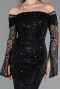 Long Black Scaly Mermaid Evening Gown ABU5623
