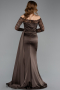 Long Brown Satin Mermaid Evening Gown ABU5641
