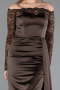 Long Brown Satin Mermaid Evening Gown ABU5641