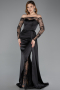 Long Black Satin Mermaid Evening Gown ABU5641