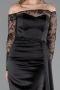Long Black Satin Mermaid Evening Gown ABU5641