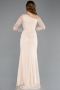 Beige Long Dantelle Evening Dress ABU5618