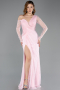 Powder Color Long Dantelle Evening Dress ABU5618