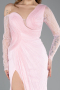 Powder Color Long Dantelle Evening Dress ABU5618
