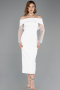 Midi White Cocktail Dress ABK2522