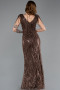 Long Brown Beaded Evening Dress ABU5637