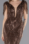 Long Brown Beaded Evening Dress ABU5637