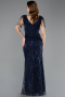 Long Navy Blue Beaded Evening Dress ABU5637