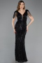 Long Black Beaded Evening Dress ABU5637