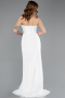 Long White Laced Evening Dress ABU5642