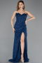 Long Navy Blue Laced Evening Dress ABU5642