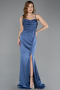 Long Indigo Satin Prom Gown ABU5646