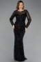 Long Black Beaded Evening Dress ABU5649