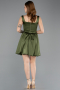 Short Olive Drab Satin Party Dress ABK2529