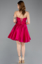 Short Fuchsia Satin Cocktail Dress ABK2510