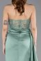 Mint Transparent Top Strapless Slit Long Satin Evening Gown ABU6141