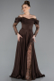 Brown Long Satin Evening Dress ABU5054