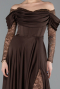 Brown Long Satin Evening Dress ABU5054