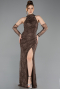 Brown Long Dantelle Mermaid Prom Dress ABU5598