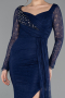 Navy Blue Long Dantelle Evening Dress ABU5588