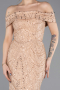 Beige Long Beaded Evening Dress ABU5492